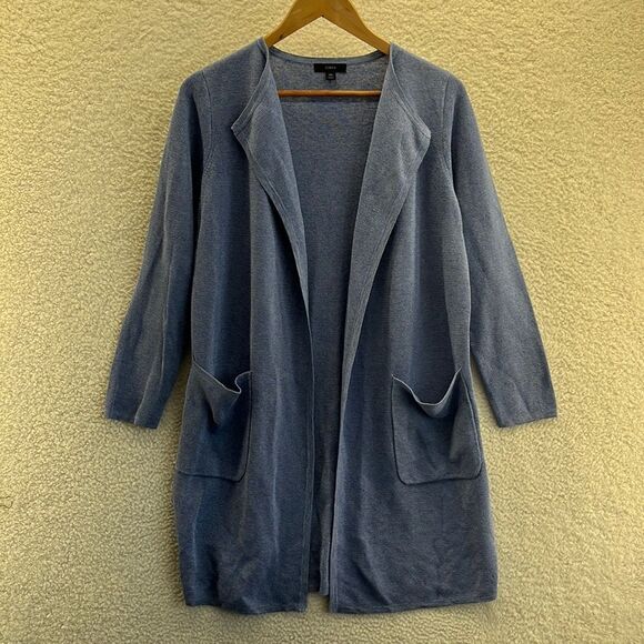 J Crew Sweater Womens‎ XS Blue Open Front along Cardigan Pockets - Picture 1 of 6